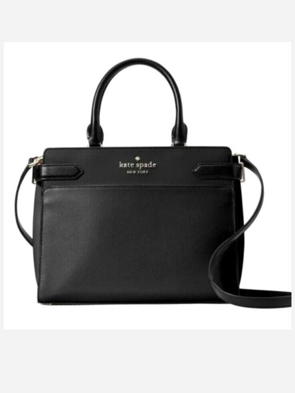 Kate Spade Staci Medium Satchel Saffiano Leather in Black NWOT